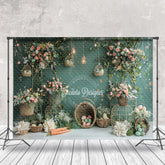 Lofaris Green Wall Basket Egg Cake Smash Backdrop Photo Shoot